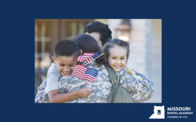 Military family hugging each other